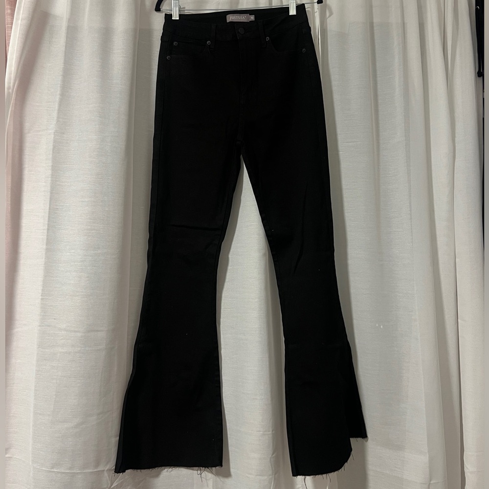 Black Flare High Waisted Jeans - Brand New
Distressed Bottom